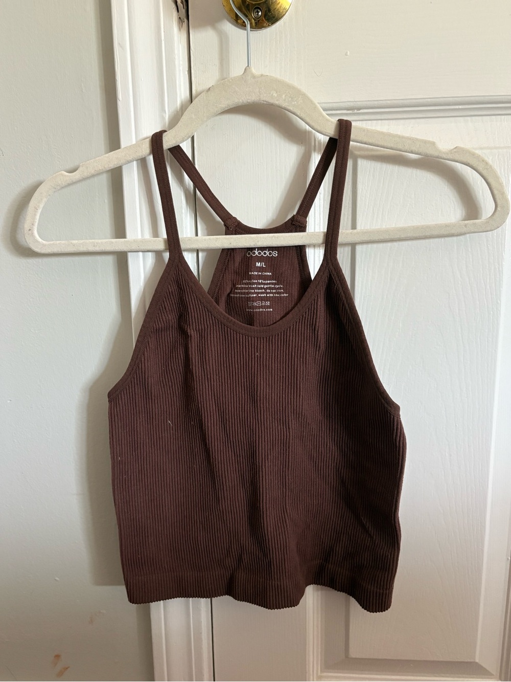 Ribbed Brown Cropped Tank Top
